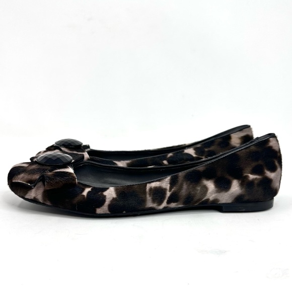 Stuart Weitzman Leather Leopard Animal Print Ballet Flat Bow - Picture 9 of 14